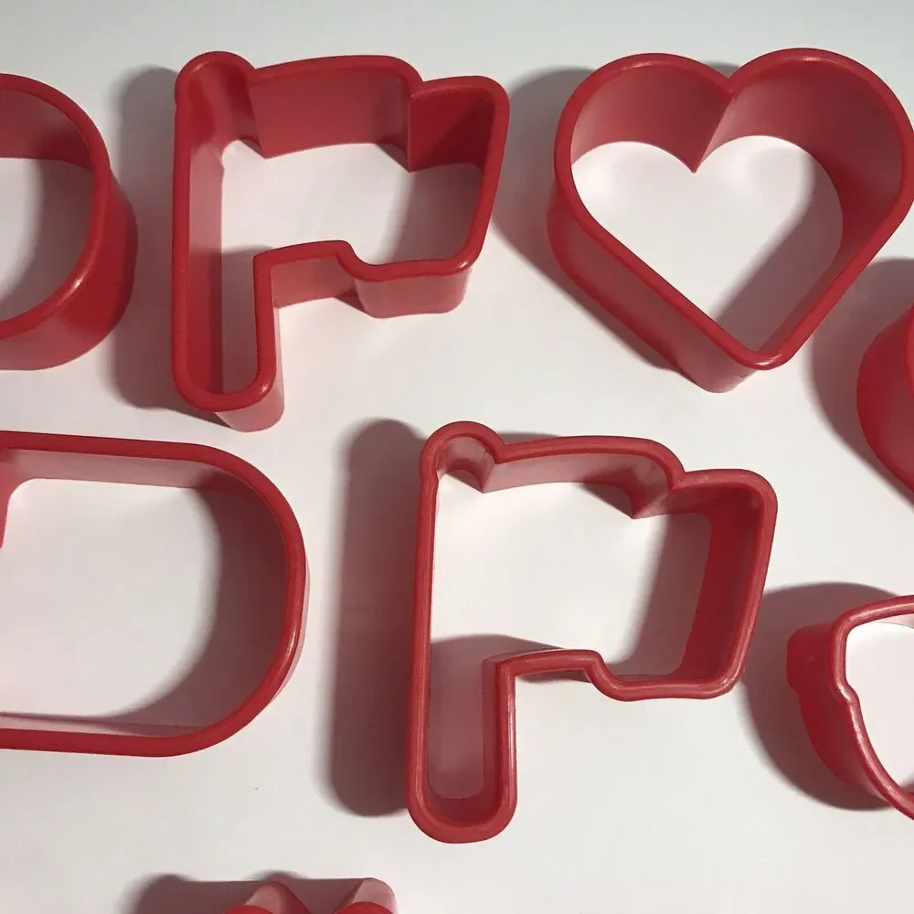 Cookie Cutters Sandwich Makers Art Molds Playdoh Plastic Red Set of 12 Shapes